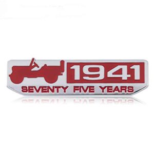 3D LAXURY 1941 75TH ANNIVERSARY WILLYS OVERLAND JEEP LOGO OFFROAD THAR LOGO (RED & SILVER)