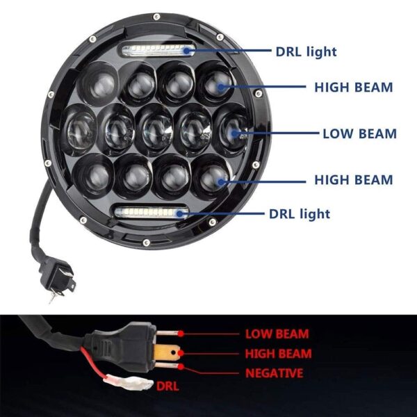 7Inch Round Hi/Lo Cree  Cut Ring Led Headlights with Drl and Turn Signal FOR JEEP/HUMMER/THAR/MM540/MM550 - Image 6