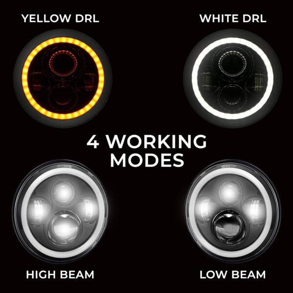 Mahindra Thar and Jeep Angel Eye Dual Projector Headlight with Indicator (7-inch) - Image 5