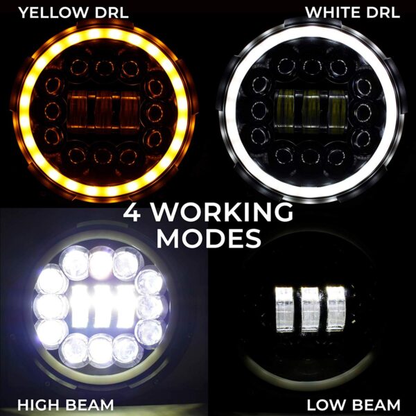 7 Inch 15 LED Headlight With Drl And Indicator For JEEP/HUMMER/THAR/MM540/MM550 - Image 6
