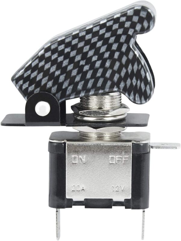 UNIVERSAL 12V 20Amp. illuminated aircraft/pilot style led toggle switch with Carbon Fiber cover