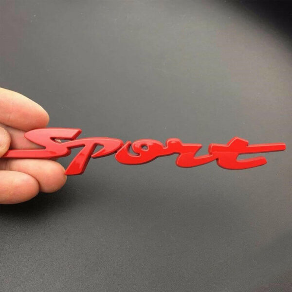 3D Red Cursive Style Sport Logo Emblem Badge Sticker Decal